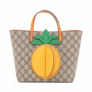 Gucci GG Imprime Leather Handbag Beige